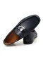 Dark Blue Color Laceless Genuine Leather Men's Shoes - 2