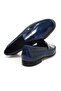 Dark Blue Color Laceless Genuine Leather Leather Sole Men's Shoes - 2