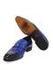 Dark Blue Color Laceless Genuine Leather Men's Shoes - 3