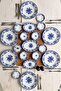 Antique Deep Blue 19 Piece 6 Person Porcelain Breakfast Set with Blue Floral Pattern