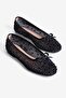 Women's Mesh Ballerina Shoes with Stone Bow Selya Black