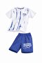 Dark Blue Patterned T-Shirt and Lettering Printed Shorts Set for Boys 23789 - 2