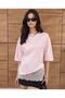 Pink Modal Fabric Lace Detailed Soft Loose Cut Women's Blouse 0086 - 4