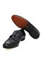 Dark Blue Color Laceless Genuine Leather Leather Sole Men's Shoes - 3