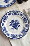 Antique Deep Blue 19 Piece 6 Person Porcelain Breakfast Set with Blue Floral Pattern - 4