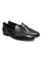 Black Color Laceless Genuine Leather Leather Sole Men's Shoes