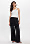 Women's Relax Fit Comfortable Cut Black Trousers with Elastic Waist - 4
