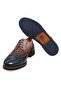 Dark Blue Taupe Color Lace-Up Genuine Leather Men's Shoes - 3