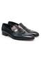 Dark Blue Brown Laceless Genuine Leather Men's Shoes