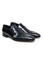 Dark Blue Color Laceless Genuine Leather Leather Sole Men's Shoes