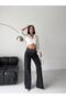 Women's Wide Leg Lycra Jeans with Stones on the Front and Back - 4