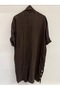 Women's Brown Italian Skirt with Button Slit, Long Oversized Linen Kaftan, Sizes 38 - 46 - 5