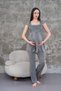 New Season Smoked Maternity Summer Elegant Lace Design Buttoned Dressing Gown Pajama Set - 7