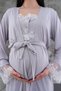 New Season Gray Maternity Summer Elegant Lace Design Buttoned Dressing Gown Pajama Set - 4