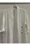 Women's White Italian Skirt with Button Slit, Long Oversized Linen Kaftan, Sizes 38 - 46 - 3