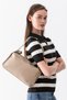 Nova Soft Leather Look Mink Women's Baguette Handbag and Shoulder Bag with Staple Detail - 2