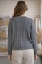 Women's Crew Neck Hair Knit Pearl Buttoned Knitwear Cardigan Gray - 2