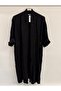 Women's Black Italian Skirt with Button Slit, Long Oversized Linen Kaftan, Sizes 38 - 46