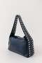 Nova Soft Leather Look Staple Detailed Navy Blue Women's Baguette Hand and Shoulder Bag