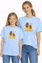 Mother Daughter Combination Oversize T-Shirt Twin T-Shirt Yellow Dress Printed (Single Price)