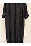 Women's Black Italian Skirt with Button Slit, Long Oversized Linen Kaftan, Sizes 38 - 46 - 2