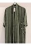 Women's Khaki Italian Skirt with Button Slit, Long Oversized Linen Kaftan, Sizes 38 - 46 - 3