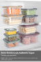 12-Piece Square Transparent Microwaveable Storage Container with Lid - 6 Sizes Suitable for Microwave Food Container Gray - 5