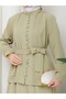 Women's Hijab Double Set Shirt Skirt with Belt, Button Detail, Stylish and Elegant Combination - 2