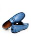 Blue Color Laceless Genuine Leather Men's Shoes - 2
