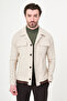 Straight Slim Fit Shirt with Collar and Hidden Button Men's Coat Beige - 39667.26Y - 4