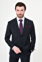 Pinstripe Slim Fit Wide Collar Premium Wool Men's Suit Navy Blue - 44320.26Y - 4