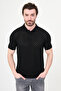 Patterned Slim Fit Polo Collar Men's Knitwear T-Shirt Black - 11586.26Y