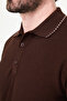 Patterned Slim Fit Polo Collar Buttoned Men's Knitwear T-Shirt Brown - 11595.26Y - 2