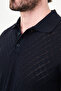 Patterned Slim Fit Polo Collar Men's Knitwear T-Shirt Navy Blue - 11586.26Y - 2