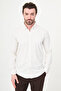 Striped Slim Fit Stand Collar Men's Shirt Beige - 27148.26Y