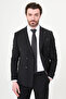 Striped Slim Fit Wide Collar Double Breasted Premium Wool Men's Suit Black - 44318.26Y - 4
