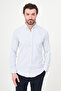 Striped Slim Fit Stand Collar Men's Shirt Navy Blue - 27148.26Y