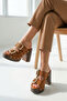 Zoya Women's Genuine Leather Heeled Slippers - Tan Suede - 6