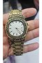Vintage Patterned Men's Wristwatch-Gold Engraved Dial with Calendar-Stylish- Quartz-Steel Eshref Patk