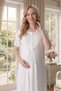 New Season Ecru Shawl Collar Summer Jacquard Design Full Length Lace Maternity Pajama Nightgown Set - 6