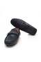 Dark Blue Color Laceless Genuine Leather Men's Shoes - 3