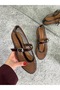 Brown Women's Mesh Detail Ballerinas - 3