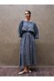 Muslin Gray Embroidered Casual Blouse and Flared Skirt Set (Embroidered 2-Piece Set) - 4