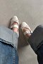 Faye Women's Belt Detailed Leather Ballerinas Beige - 3