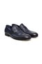 Dark Blue Color Laceless Genuine Leather Leather Sole Men's Shoes