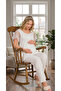 New Season Ecru Summer Elegant Lace Sleeve Design Button Detailed Maternity Pajama Set - 8