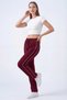 Women's Burgundy Combed Cotton Ribbed Pocket Zippered Straight Leg Sweatpants - 3