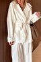 Elastic Waist Kimono and Pants Set with Pile Detail Con1876 - 3