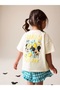 100% Cotton Cream White Disney Short Sleeve Top and Shorts Set - 2