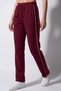 Women's Burgundy Combed Cotton Ribbed Pocket Zippered Straight Leg Sweatpants